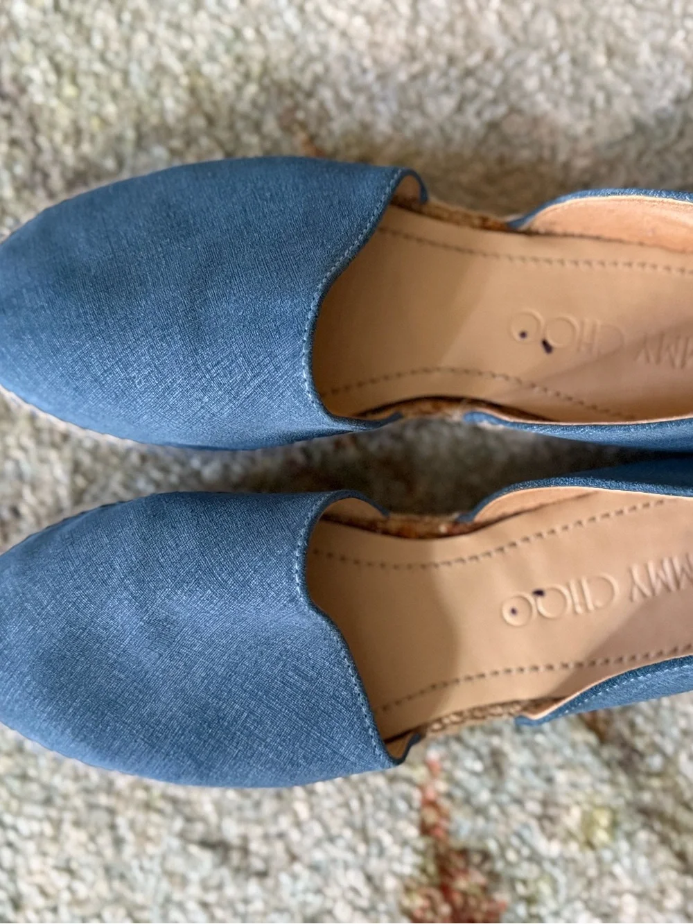 Jimmy Choo Dreya D’Orsay Espadrilles Flats Size 40 In Blue Denim Chambray
